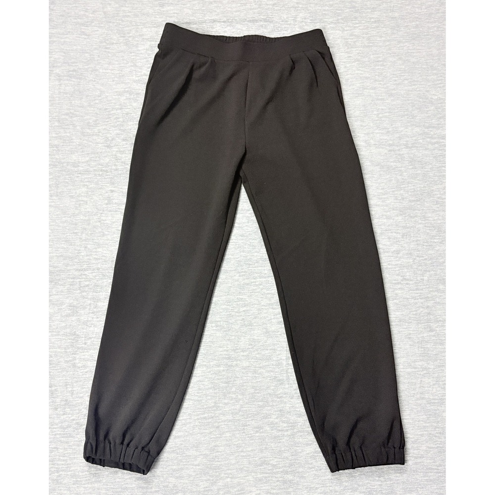 Stella Luce Black Jogger Pants Womens Large Elastic Waist Pleated Front SP8379